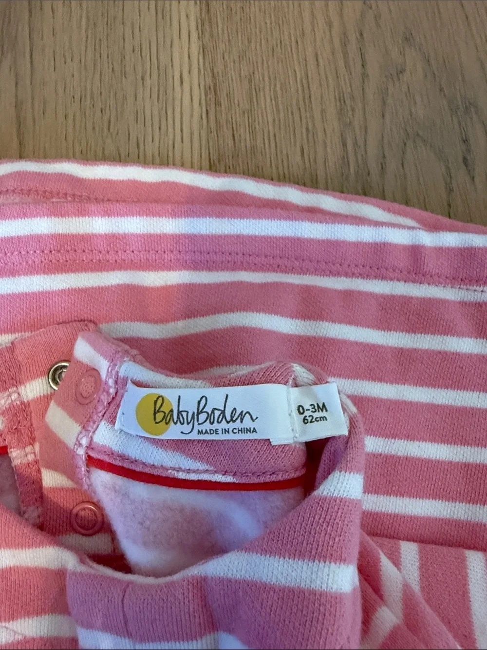 Baby Boden Pink/White Striped Strawberry Jersey Dress - Size 0-3m - Like New!